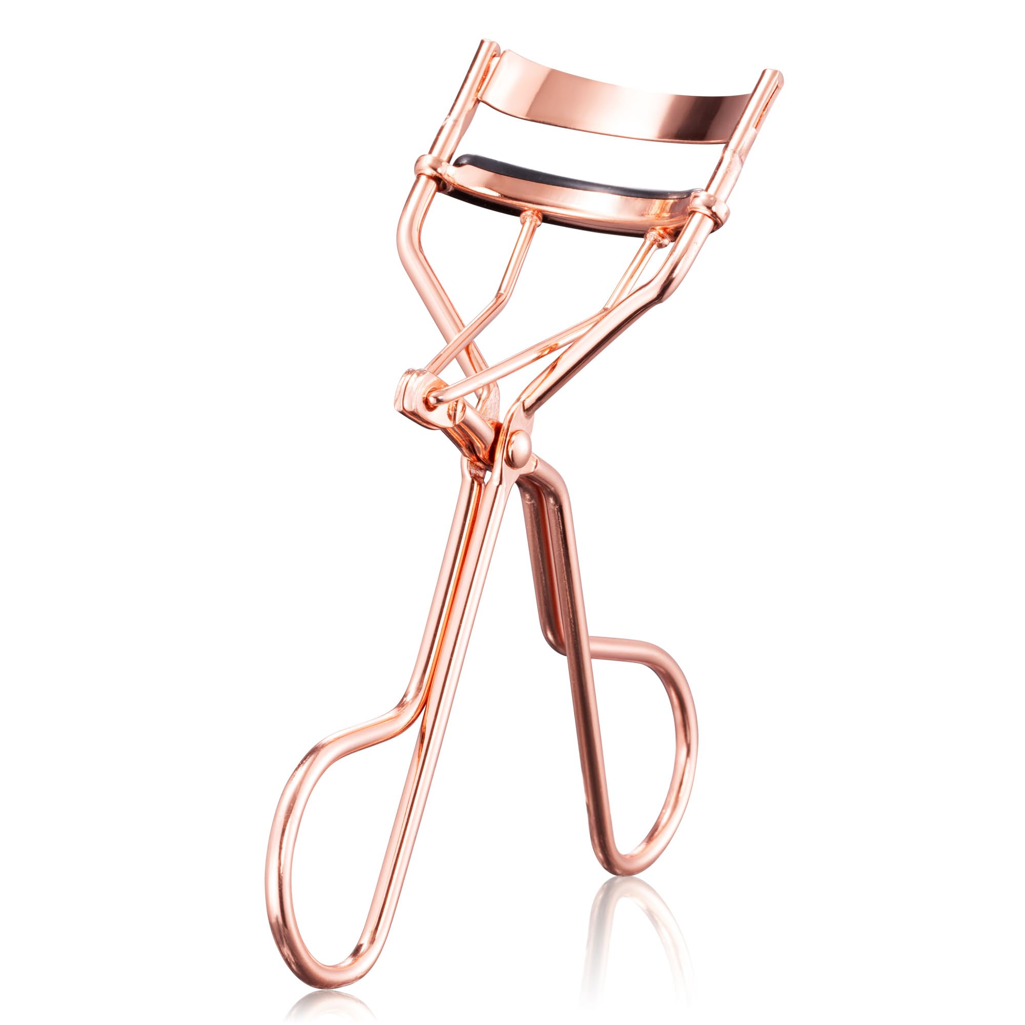 Pro Eyelash Curler – No Pinching, Hypoallergenic Rubber Pad for Perfect Curves, Painless & Gentle, Fits All Eye Types – Compact Travel-Friendly Design with Case (Rose Gold)