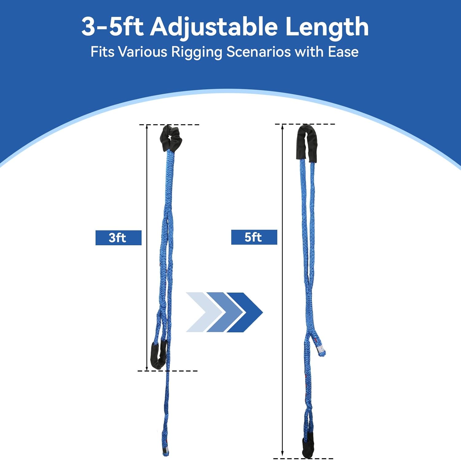 Arborist Whoopie Sling - 1/2" x 3-5' Adjustable Rigging Sling, Anchor for Port A Wrap