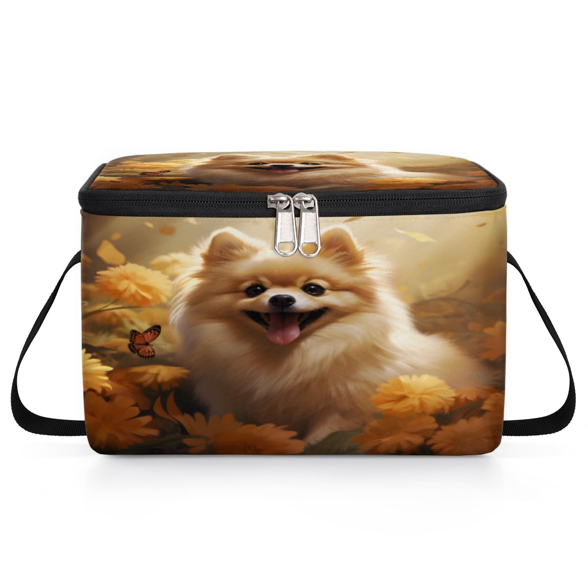 GzLeyigou Puppy Corgi Lunch Bags for Women Men 9 Cans, Hot & Cold Food Delivery Bag Insulated Grocery Bag Insulated Lunch Box Cute Dog Cooler Bag for Office Work Picnic Beach
