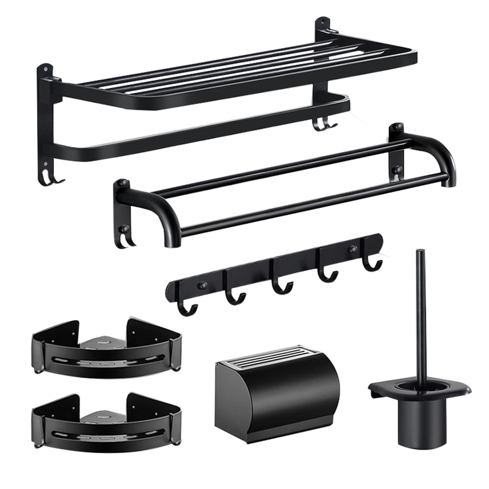 Juego de accesorios de baño de acero inoxidable negro con barra de toallas y gancho