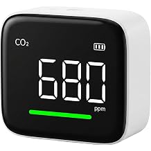 Carbon Dioxide Detector, 4-in-1 Indoor Air Quality Monitor for Co2/Hum/Temp/Time With Tri-color Alerts, Portable Co2 Monitor For Home & Office