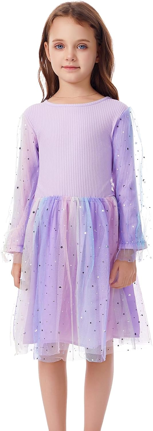 Toddler Girls Long Sleeve Tulle Dress, Sequin Girls Tutu Puff Princess Dresses for Christmas Wedding Birthday Party 2-7Y - Image 2
