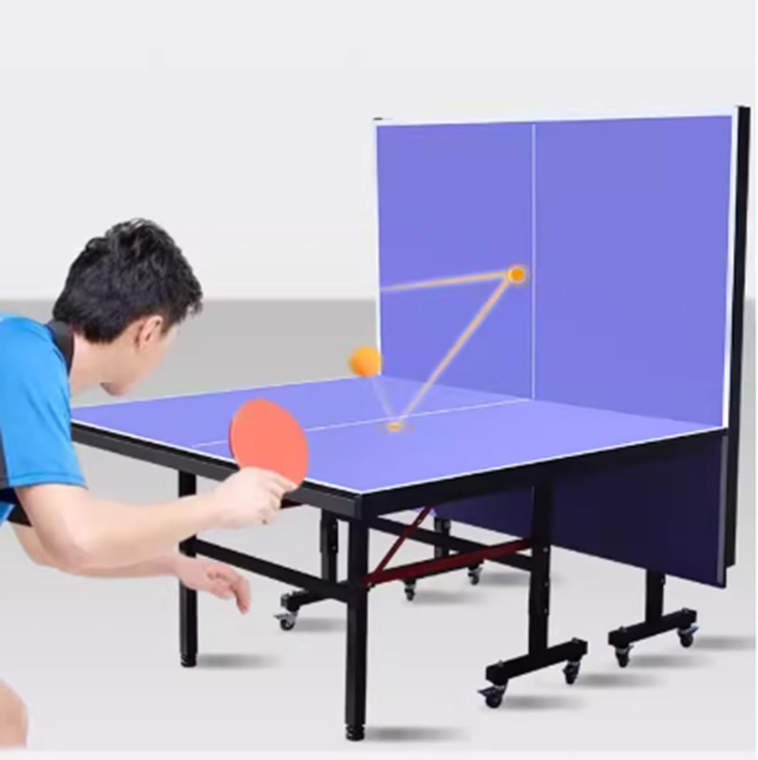 Tournament Size Table Tennis Table, Foldable Indoor Outdoor Ping Pong Table with Net and Post for Home, Club and School