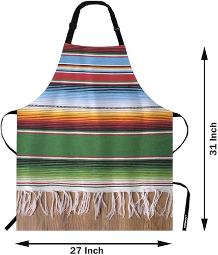 Miniatura 3 de WONDERTIFY Delantal de estilo mexicano, mantas nacionales tradicionales de líneas coloridas con cuello ajustable para hombres y mujeres, adecuado
