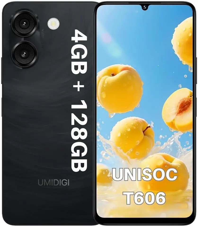 Smartphone UMIDIGI Note 90 4GB+128GB/1TB TF, Carregamento Rápido 18W, Tela de 90HZ, Bateria 5000mAh, Câmera Dupla 13MP+2MP, Tela HD+ 1600x720, Android 14 Go Edition (Preto)
