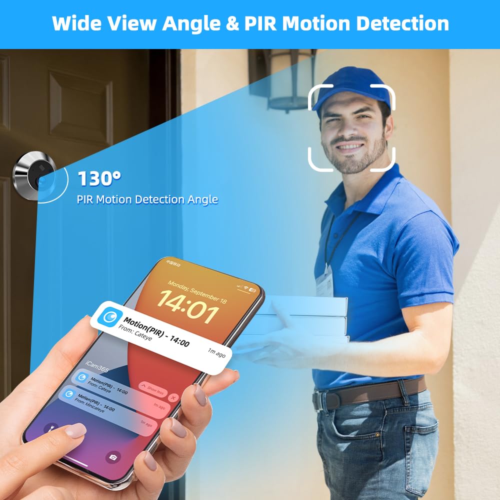TKSTAR Türspion Überwachungs-Kamera Funk WLAN WiFi Handyübertragung mit APP Handy Aufzeichnung + Bewegungsmelder Nachtsicht mit 5000mAh Akku + 4.3" Display Monitor