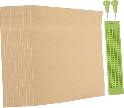 Healeved 1set Braille Writing Kit for Blind Line Cell Reusable Set Stylus Braille Paper and Portable Learning Supplies for Visually Impaired