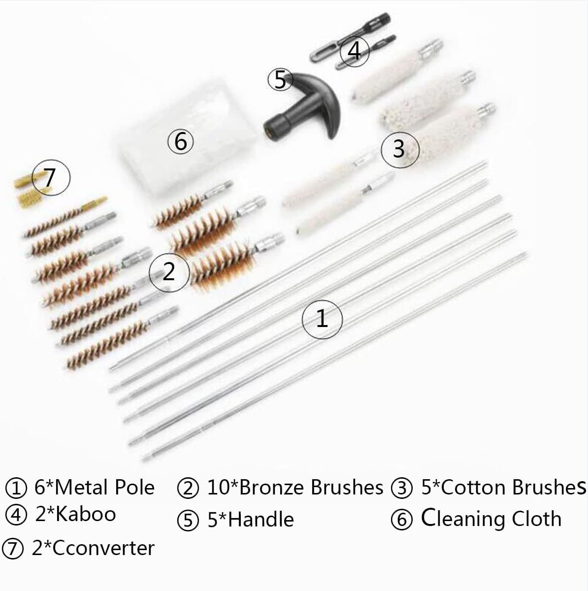 Gun Barrel Brush Set, 28pcs Universal Automatic Rifle Cleaning Set with Wood Tool Box and 10pcs Bronze Brush, Accessories Brushes for All Caliber Guns