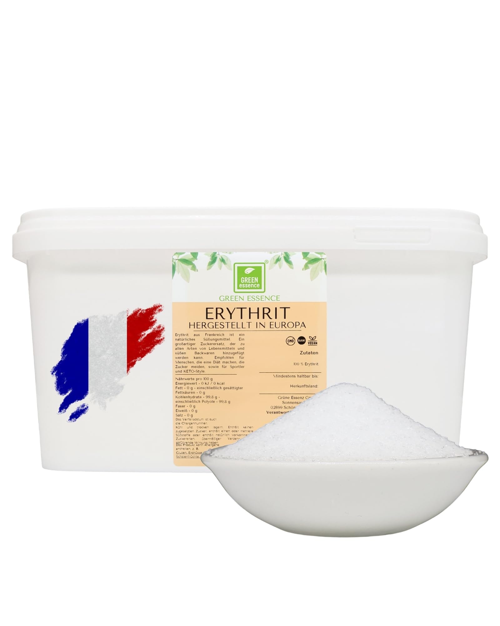 Erythrit 5kg Zuckerersatz französisches Eritrit im Eimer von Green Essence