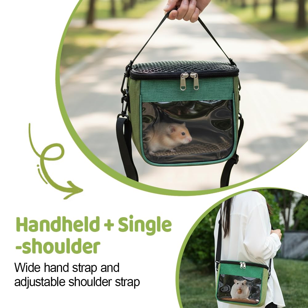 Bolsa de transporte de animales pequeños, bolsa de viaje portátil para mascotas con correa para el hombro y alfombrilla extraíble para hámsters, planeadores de azúcar y ardilla voladora