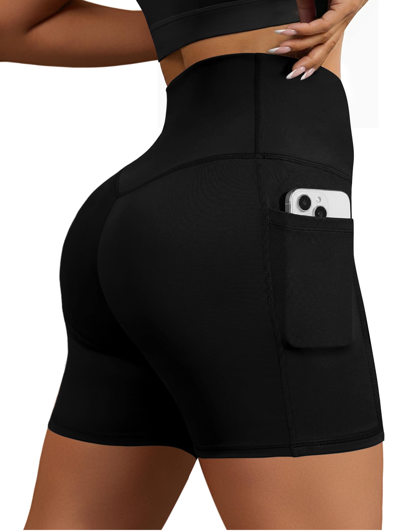 dlooda Biker Shorts for Women, High Waisted Yoga Workout Tummy Control Spandex Compression Gym Running Shorts with Pockets-picture-15