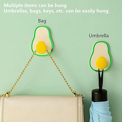 Miniatura 2 de GYORI Bonitos ganchos de pared adhesivos en forma de aguacate, ganchos extraíbles autoadhesivos sin perforaciones para toallas, abrigos, sombreros y