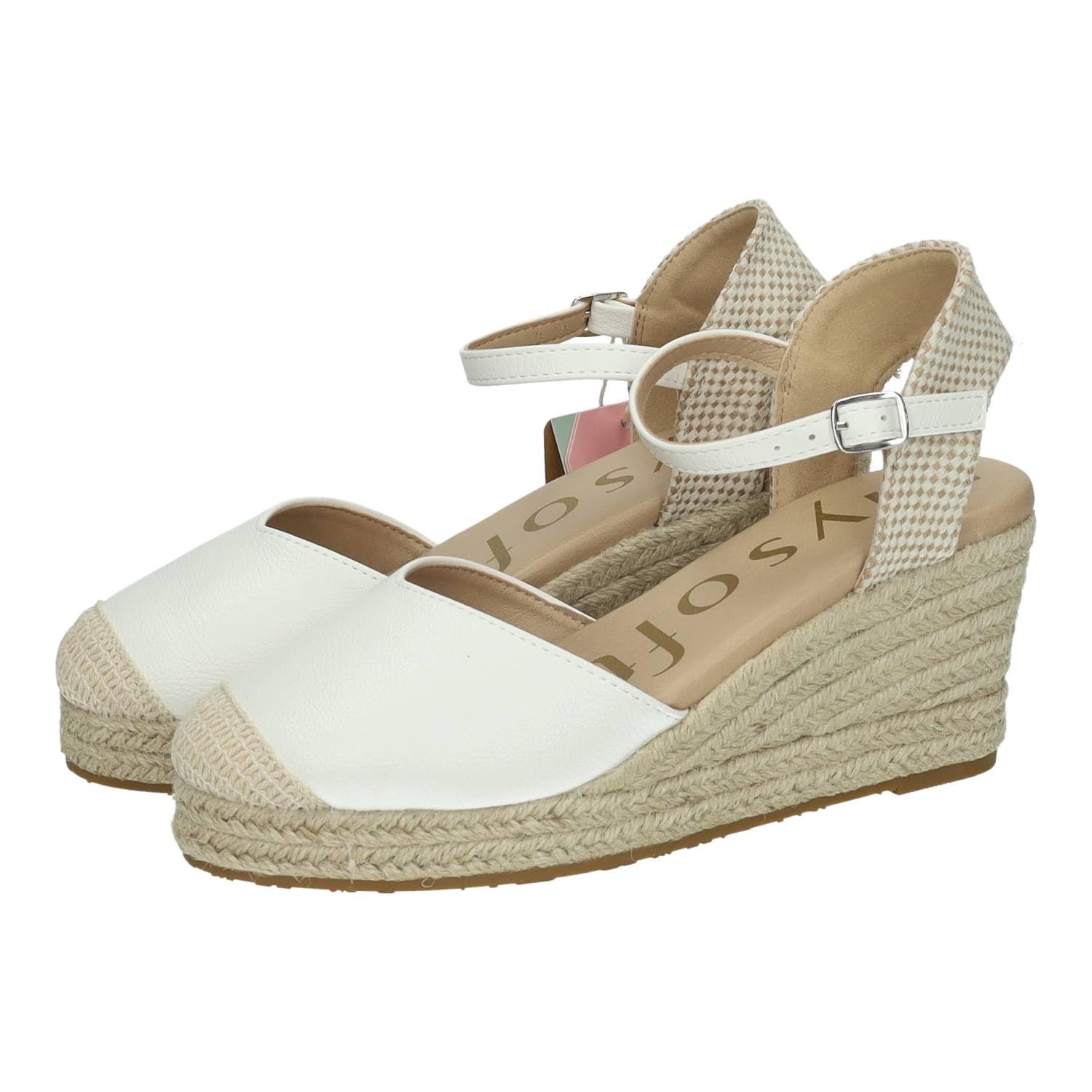 mysoft 25M150 Alpargatas con cuña Blanca para Mujer, diseño Elegante y cómodo Hecho en España Mujer Alpargatas