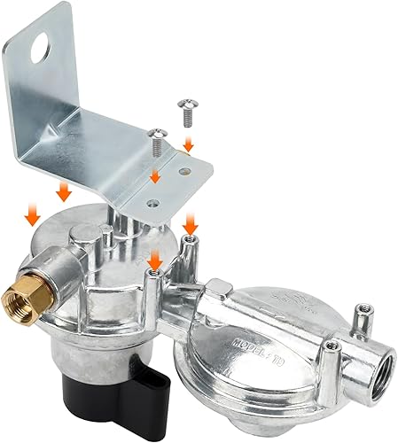 Miniatura 9 de onlyfire Regulador de propano RV para tanques duales, regulador de gas propano LP de cambio automático de 2 etapas con 2 mangueras de propano de 18