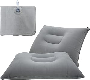 2 Pack Camping Pillow, Trekology Ultralight Inflating Travel Pillow-Compressible, Compact, Comfortable, Camping Pillow for Hiking,Camping,Traveling,Napping,Neck & Lumbar Support, Gray