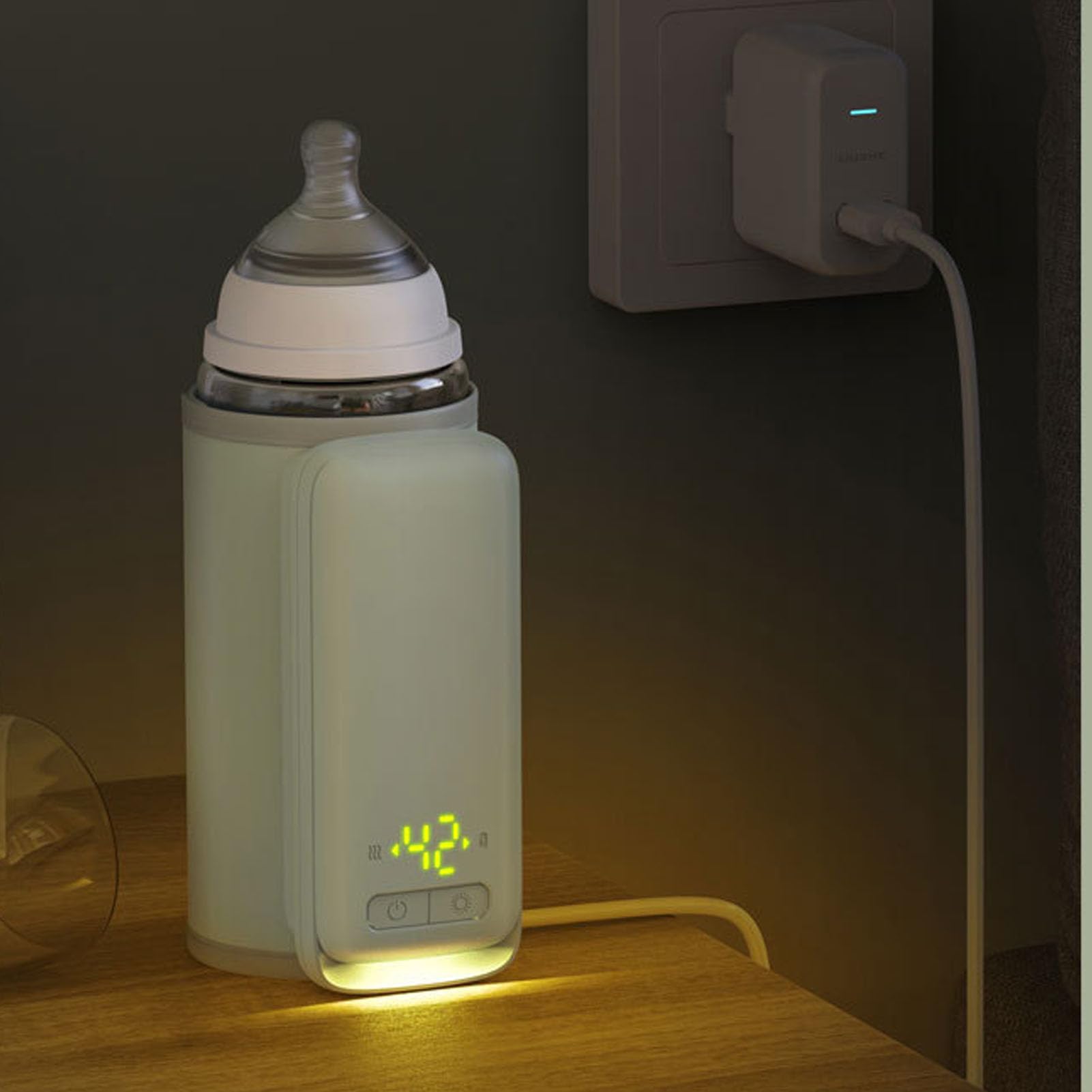 Calienta Biberones, Calienta Biberones Portátil con Pantalla Digital para Viajes, Temperatura Constante, 3000mah Batería de Gran Capacidad Calienta Biberones Universal