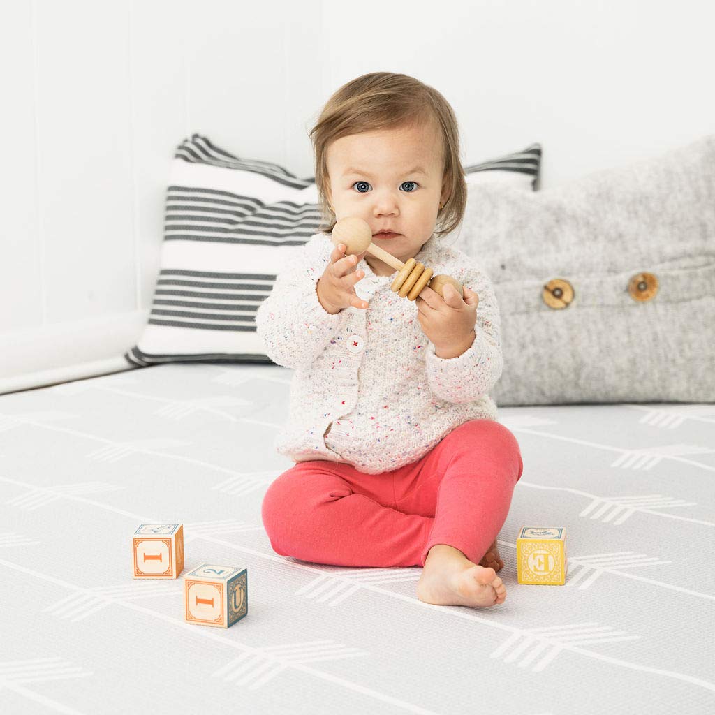 Baby Care Play Mat (Large, Nordic Trails - Morning Fog Arrows) 82'' x 55'' Original One-Piece Reversible Rollable Waterproof Play Mat for Infants, Babies, Toddler, and Kids