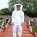 Bee Keeper Outfit, Bee Keeping Gear, Beekeeping Suit Protective with Veil Hood (Jacket, Pants, Gloves) White