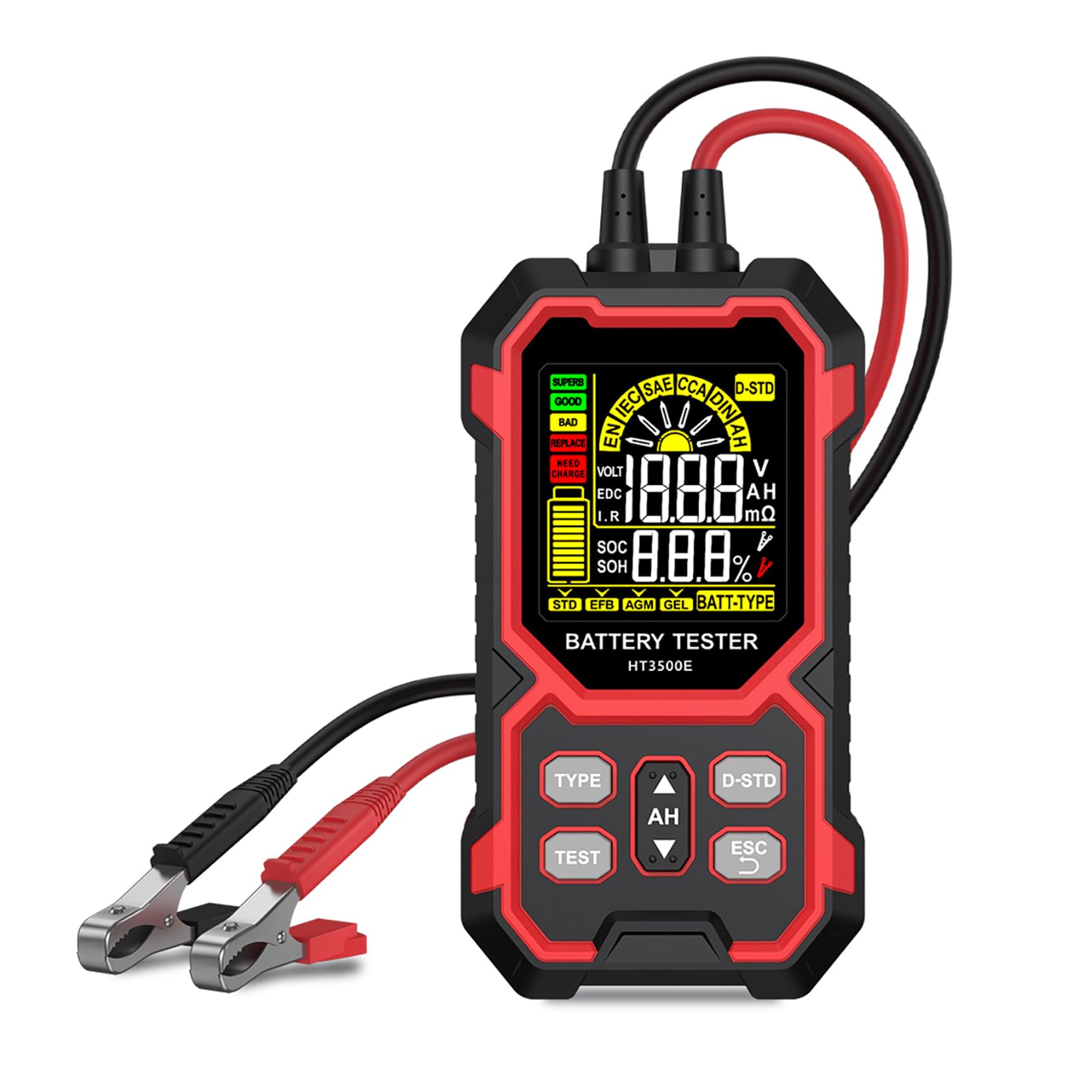 mingzhe Tester Batteria Auto Tester Carico Batteria Auto 12V 24V Display LCD Digitale a Colori con Test di Conduttanza Avanzato per Veicolo Camion RV Barca Moto