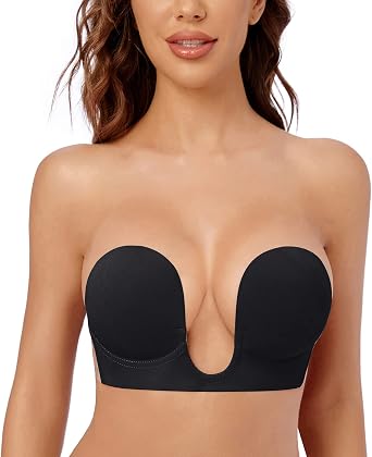 Wekofi Womens Deep V Plunge Adhesive Backless Strapless Invisible Bra Breast Lift