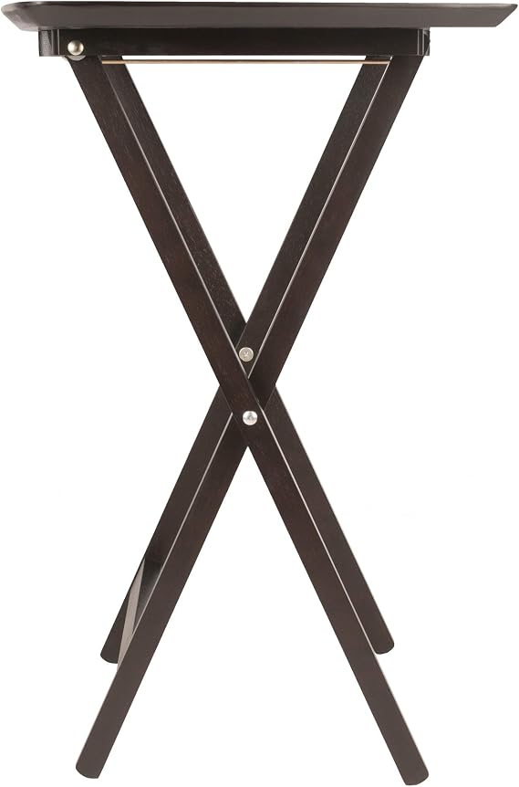 Ergode Wood Anila 5-Piece Snack Table Set - Stylish Folding Tables, Durable X-Frame Base, Convenient Upright Stand, Easy Assembly, Perfect for Entertaining (Coffee)