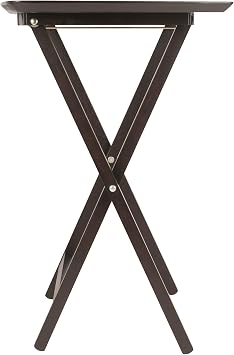 Ergode Wood Anila 5-Piece Snack Table Set - Stylish Folding Tables, Durable X-Frame Base, Convenient Upright Stand, Easy Assembly, Perfect for Entertaining (Coffee)