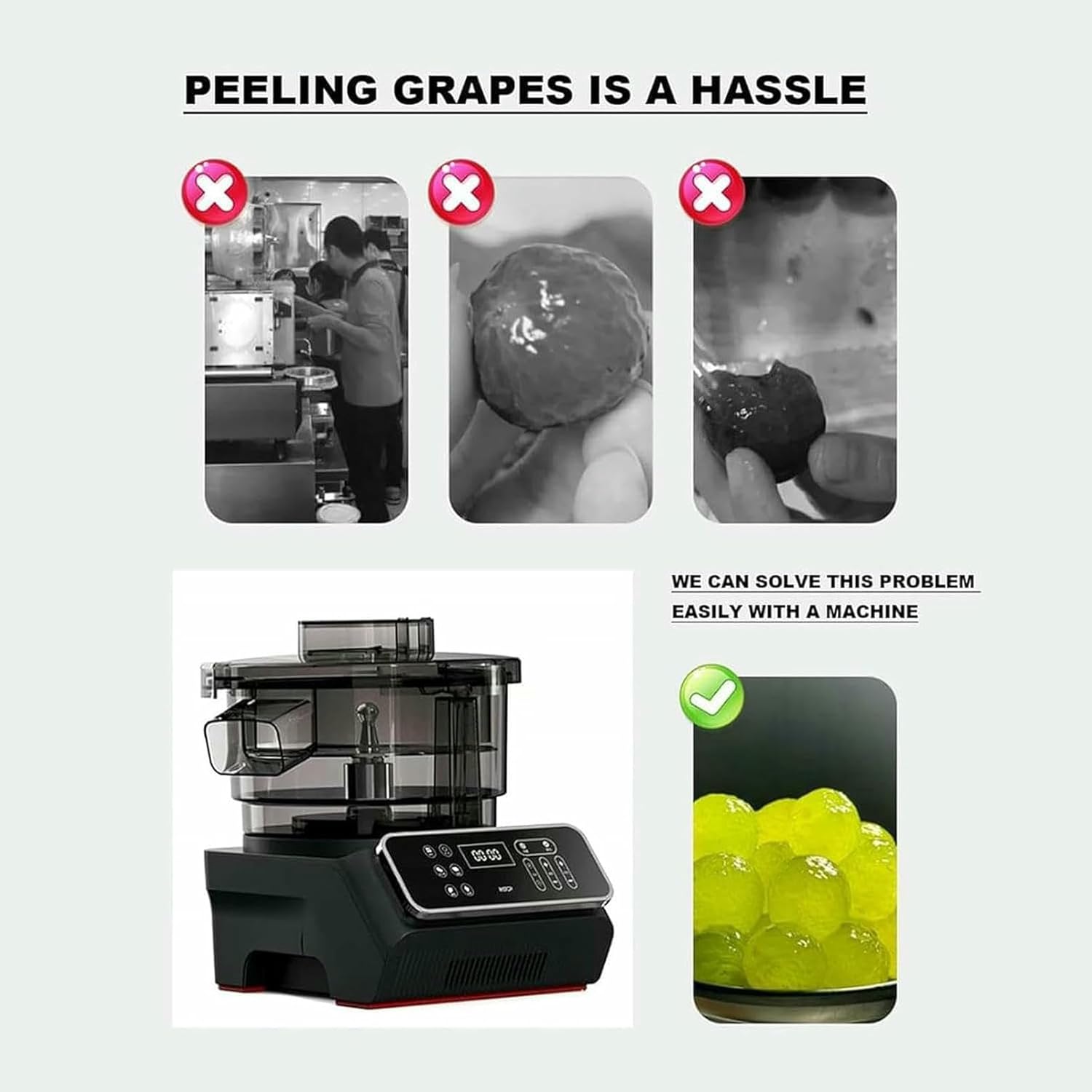 Auto Rotating Grape Skin Peeler, 25w Electric Grape Peeling Machine, for Cherry Tomatoes,Variety Grapes