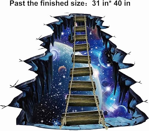 Miniatura 5 de Calcomanía de pared de Quanhaigou Puente de la Galaxia Azul, decoración 3D del espacio exterior para decoración del hogar, habitación de los niños,