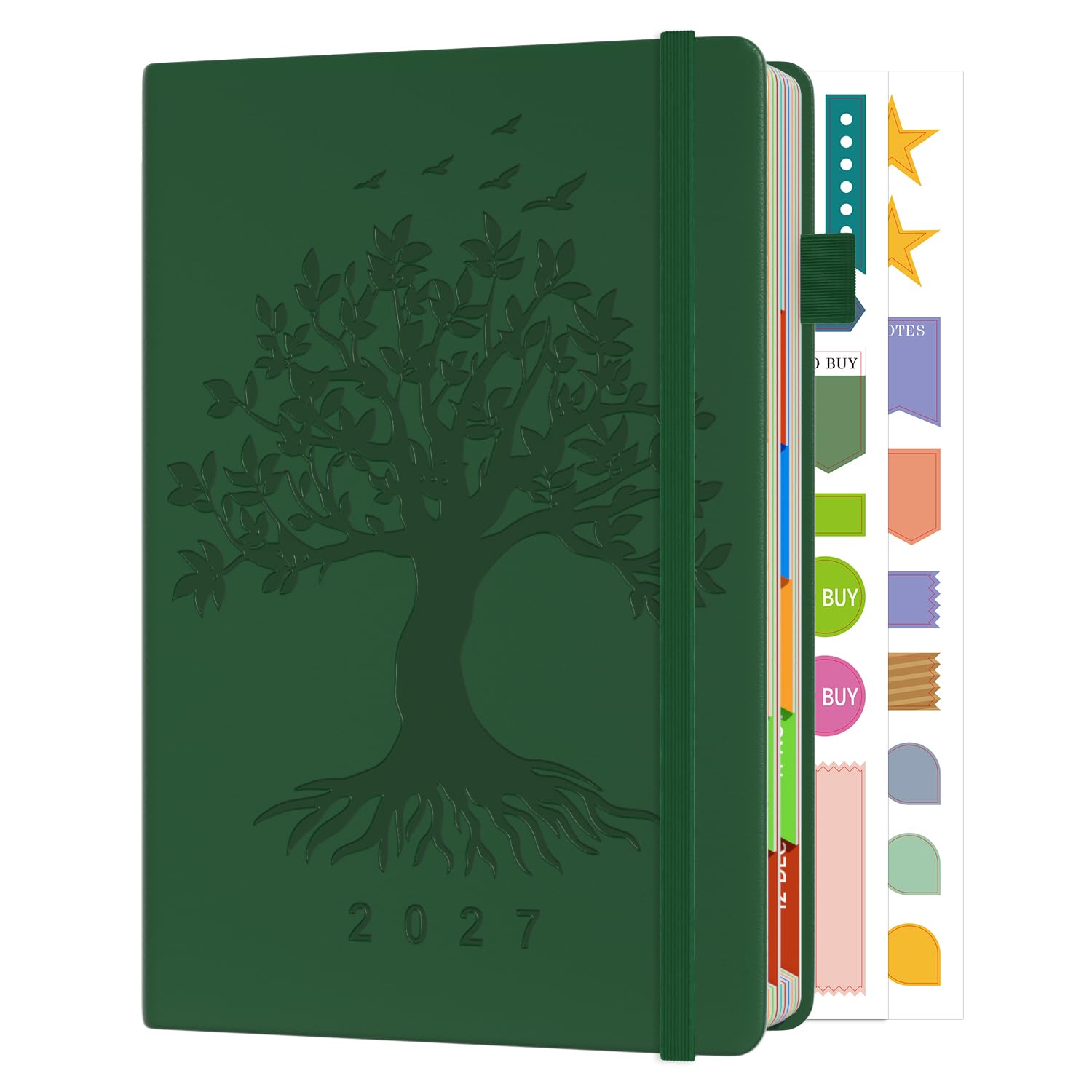 Sailingvan 2027 Diary Page a Day, January -December 2027, Diary 2027 Day Per Page Daily Planner, Monthly Overview with Colorful Tabs, Elastic Strap, Pen Loop & Inner Pocket, Stickers (8.5'' x 5.8'')