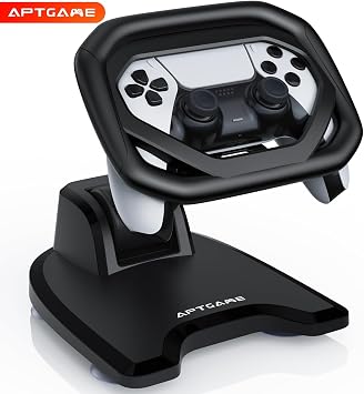 APTGAMETM PS5 Steering Wheel Stand for PS5/PS5 Elite Controllers with 4 Table Suction Cups, More Robust for Immersive Racing Games