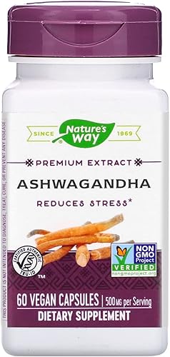 Natures Way Ashwagandha 500 mg por porción 60 Vcaps el embalaje puede variar el embalaje puede variar