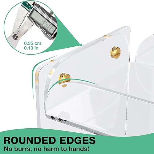 Miniatura 7 de Organizador acrílico de 2 niveles para encimera de baño, estante de esquina, bandeja de tocador, organizador de tocador para almacenamiento de