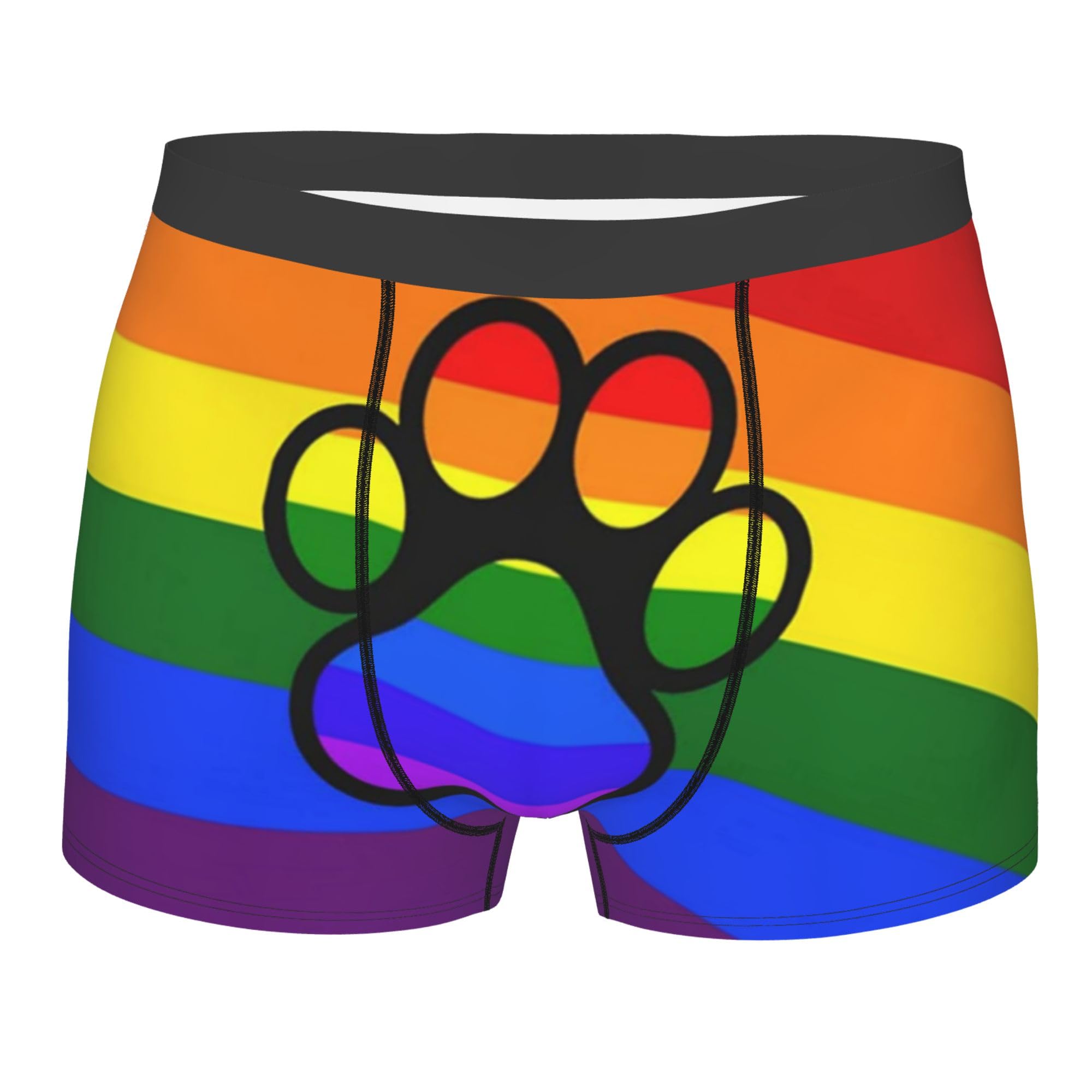 AOOEDM Lgbt Gay Lesbian Furry Paw Pride Rainbow Men's Boxer Briefs Mens Underwear Breathable Stretch Boxer Trunk S-XXL