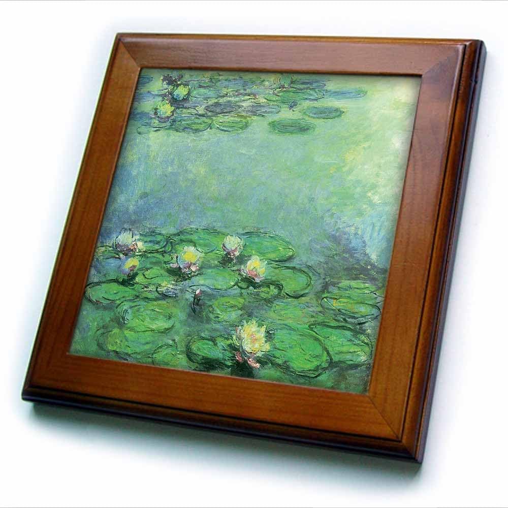 3dRose ft_126641_1 Water Lilies No.2 by Claude Monet, 1914-1917 Framed Tile, 8 by 8-Inch