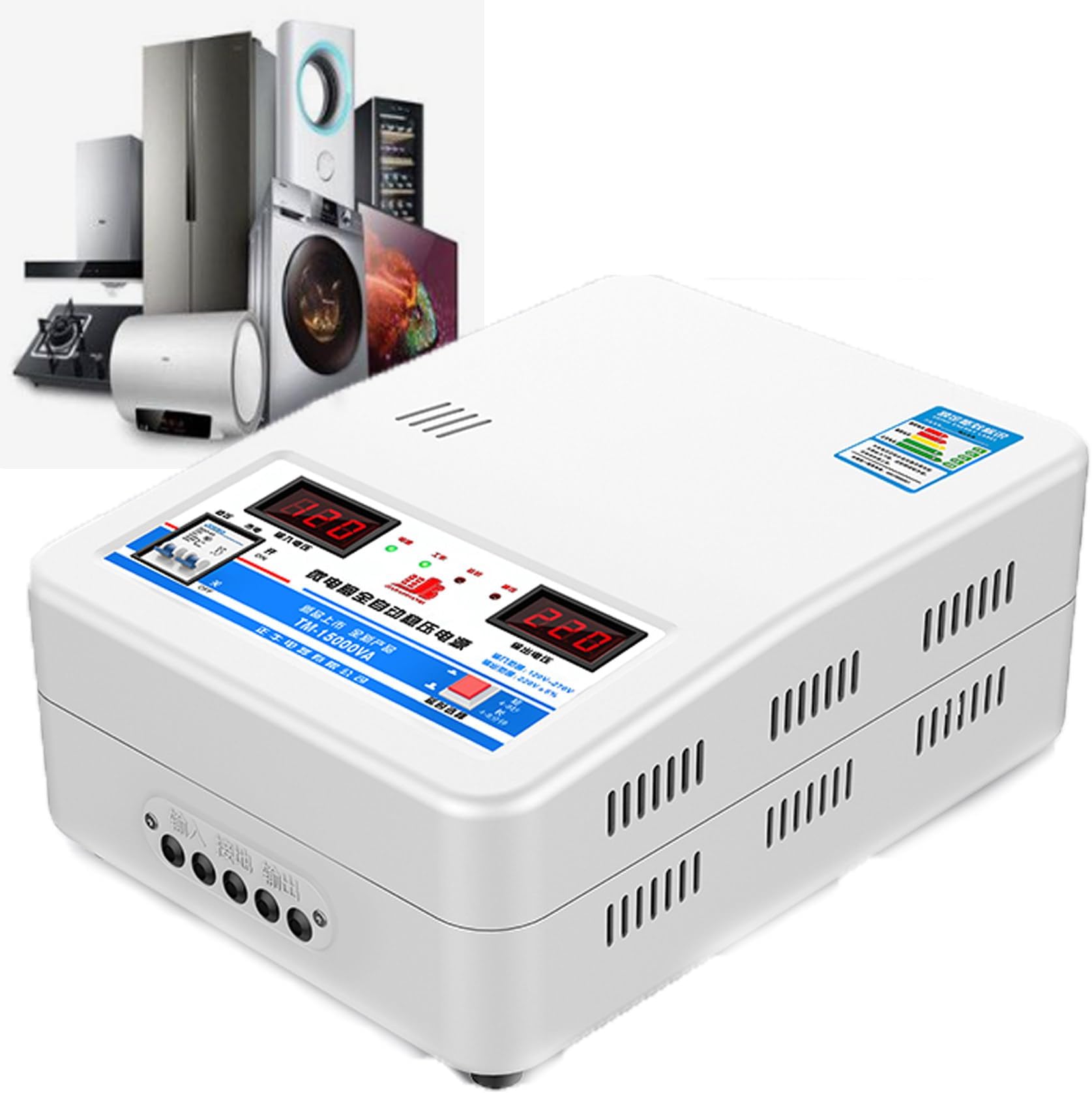 Automatic Voltage Stabilizer, High Precision 220V Single Phase Stabilizer for Home Use, Protects Computers, Refrigerators, TVs, 6800W