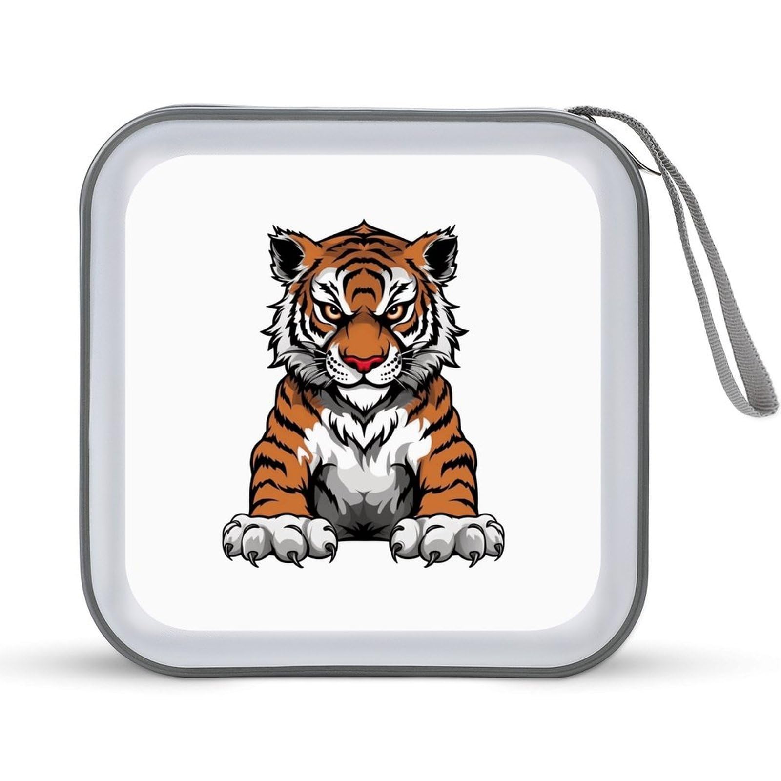 FekiLoot Tiger Head with Raised Paws CD Case Portable DVD Case Holder Large Storage Disc Wallet Bag 40 Capacity Hard Plastic Disc Cases Storage Binder DVD Case Wallet for Car Home Travel