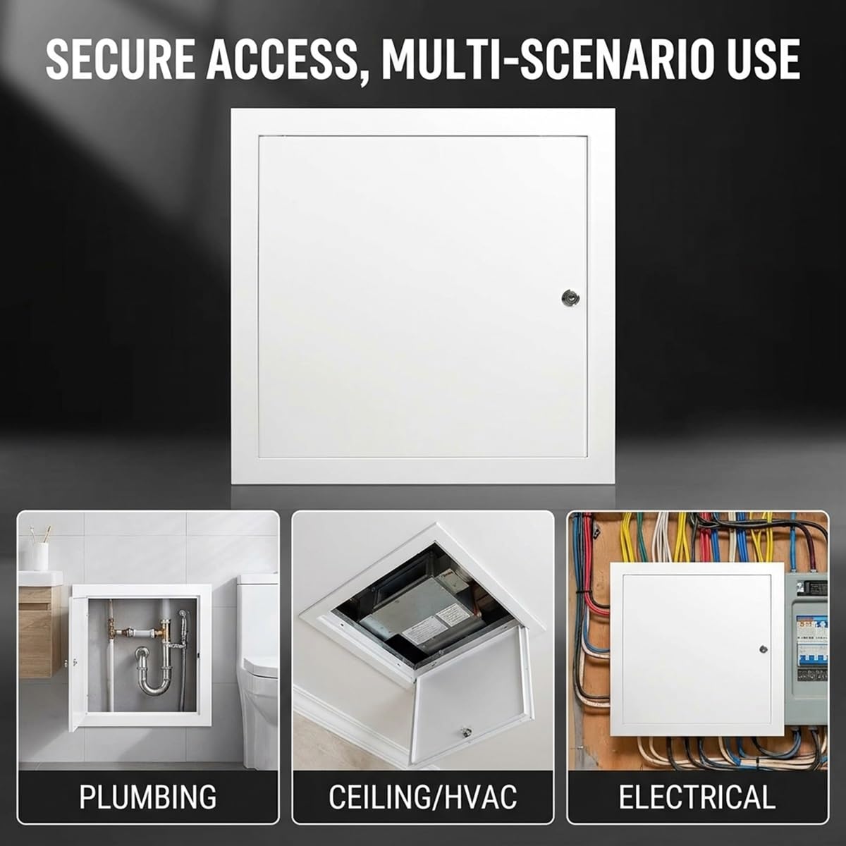 Trampilla de Registro de Aluminio - Sistema de Cierre Universal con Destornillador | Panel de Acceso Metálico para Paredes, Techos, Registros de Fontanería y Caja de Fusibles(White,250 x600 mm)