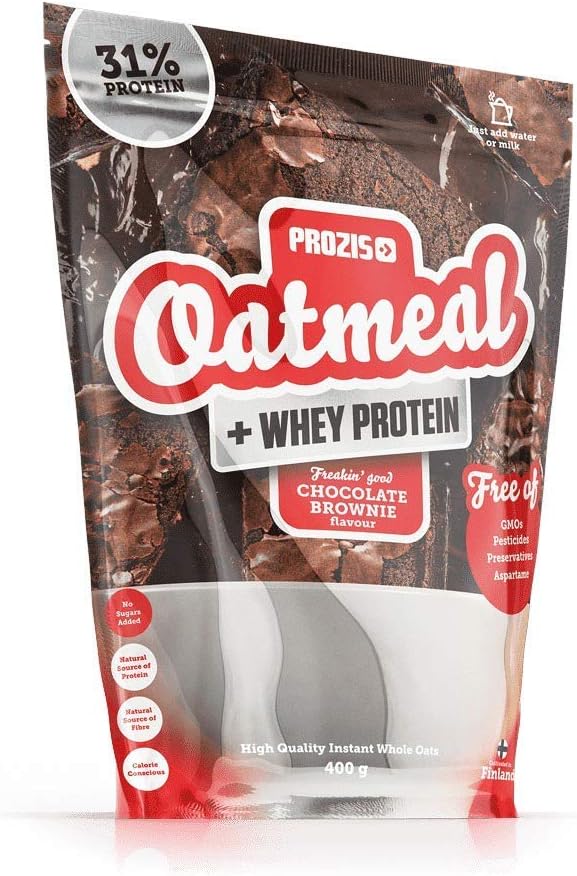 Prozis Oats with Whey Protein 400g – Cereals with High Quality Carbohydrate and Sättig End Fibre Drink Schokobrownie – Suitable for Vegetarians – Herzsch Gentle – 5 Servings