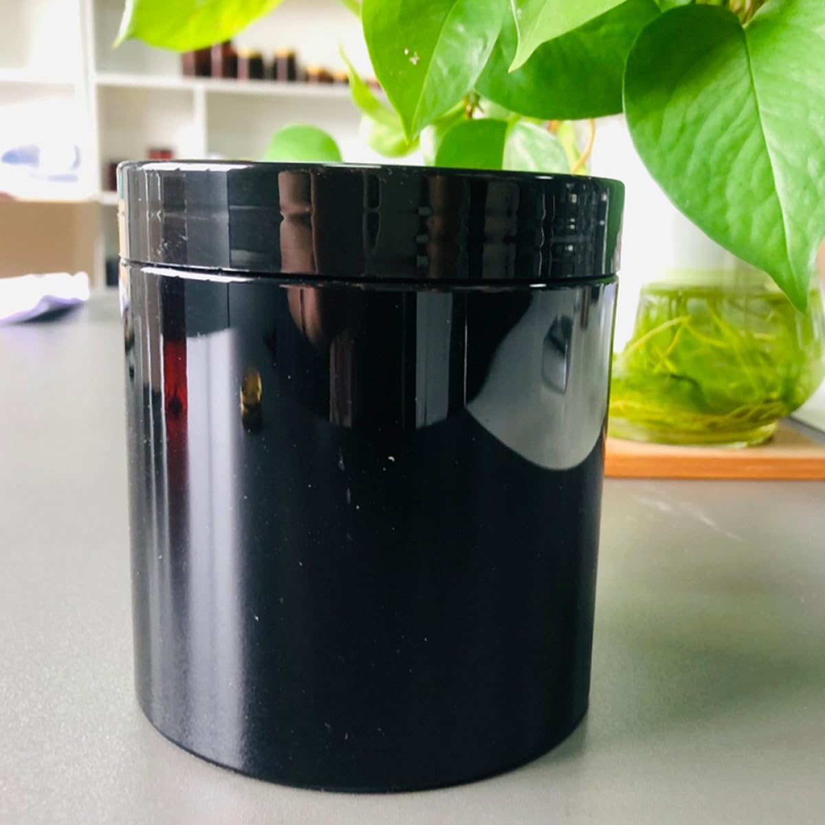 Lot de 12 Pots Cosmétiques Vides en Pet 500ml Noir, Design Pratique et Large Embouchure, Voyage Stockage de Crème Visage