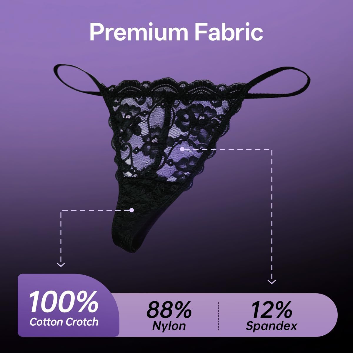 Seamless Thongs for Women, Sexy No Show G-string Thong Uderwear, Stretchy Low Rise Ladies Panties 5 Pack - Image 3