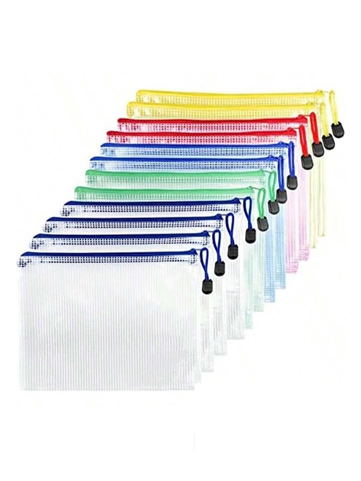 Lot de 24 pochettes en plastique A4 avec fermeture éclair, grande capacité, résistantes à la saleté, pour l'école, le bureau, le bureau