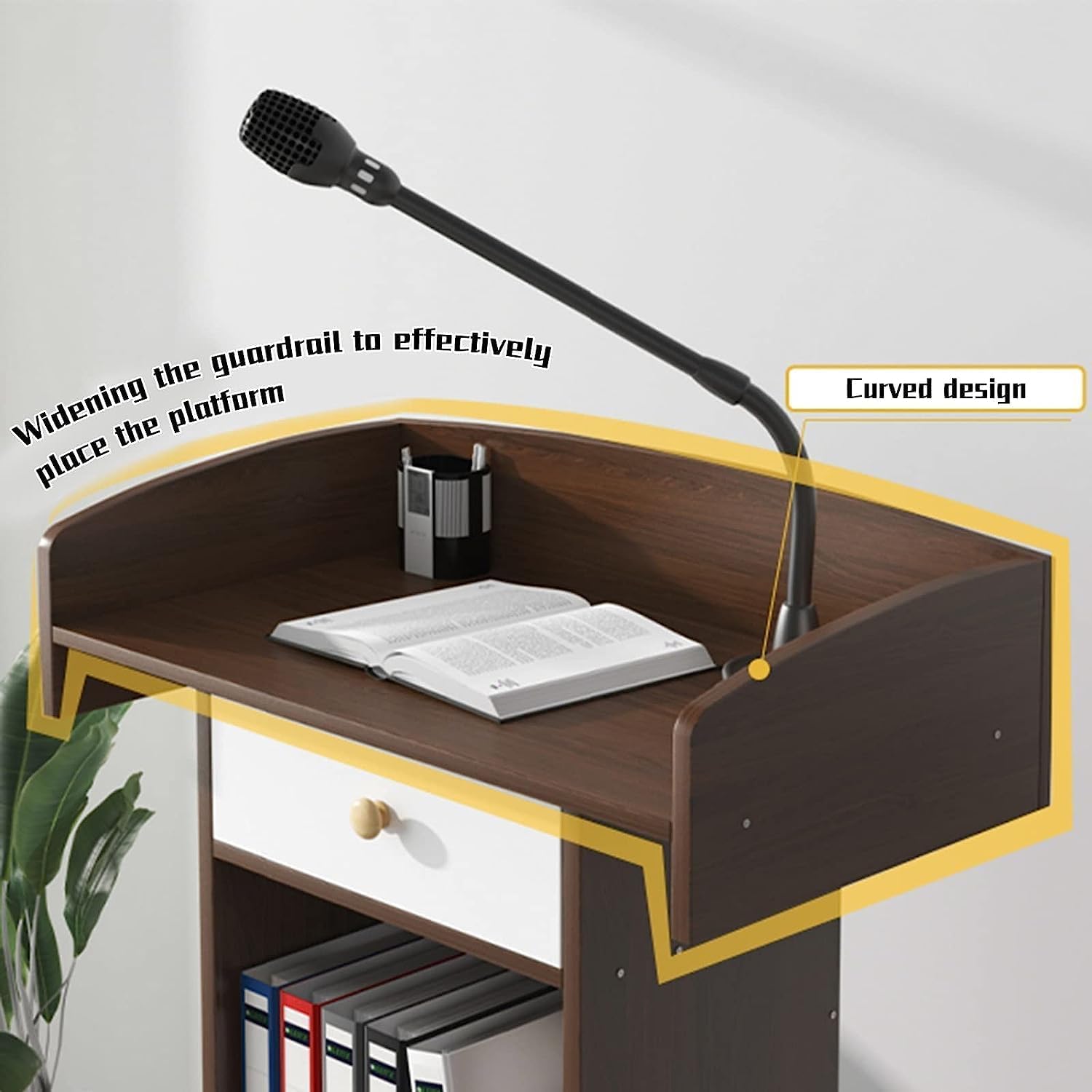 Leggio moderno in legno con ampi cassetti 124 cm podio da terra per chiese eventi e presentazioni – Design elegante e funzionale