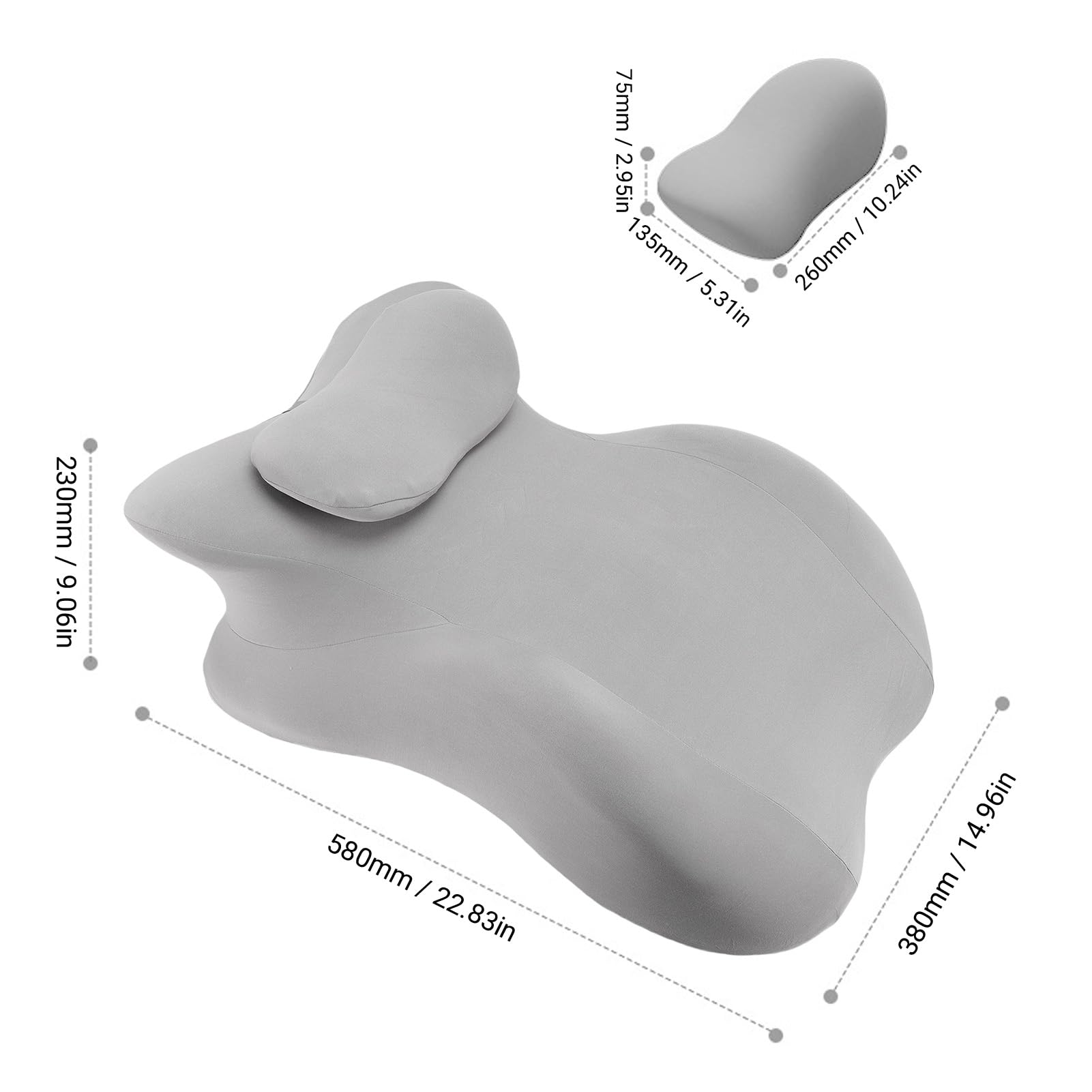Poduszka Klinowa łóżka, Ergonomiczna Poduszka Podtrzymująca głowę z Pianki Memory, Relaksująca Pod szyję Po Zabiegu Chirurgicznym dla Kobiet i Mężczyzn Ulga w Bólu Pleców i Nóg (jasny szary)