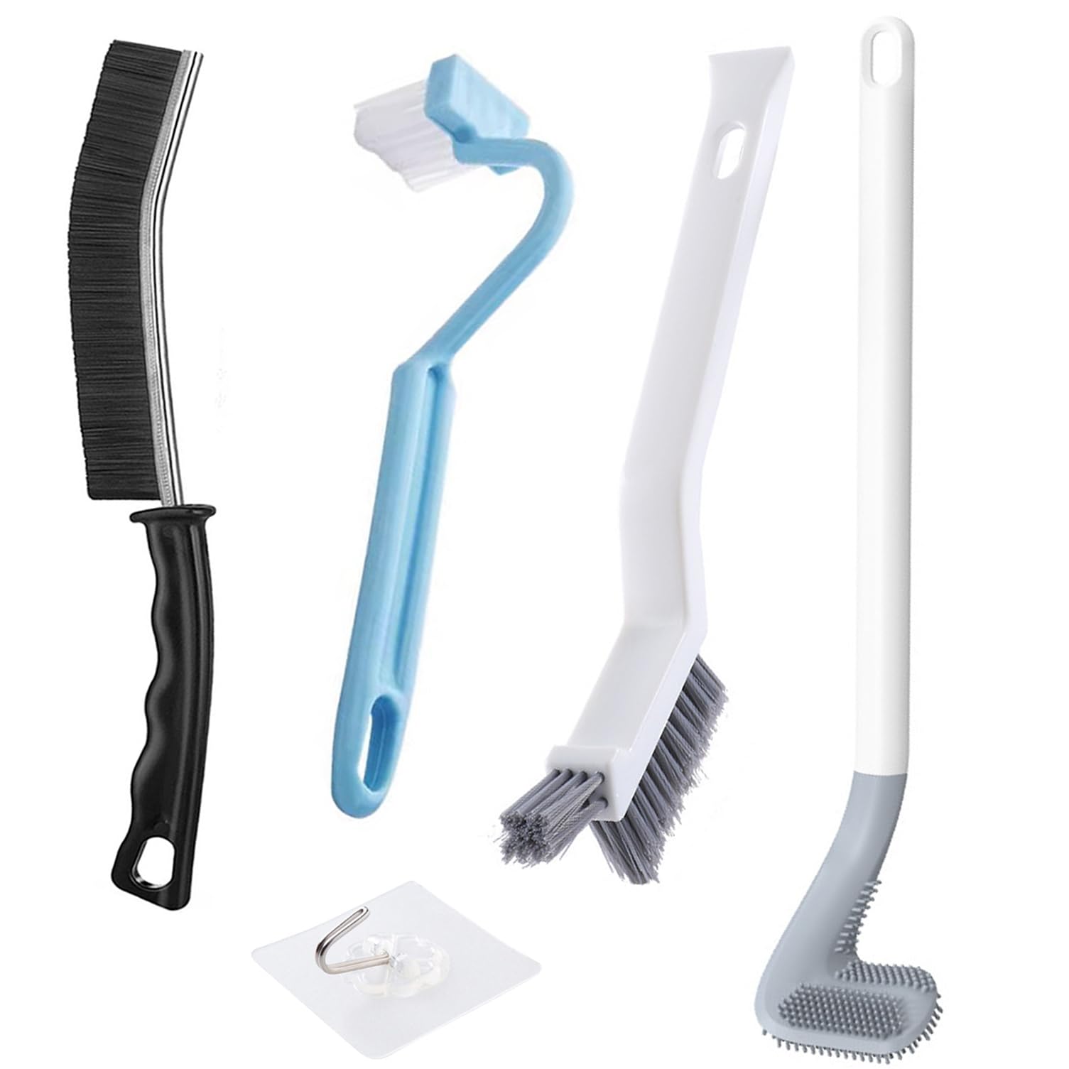 Kit 4 Spazzole Pulizia - Scopino WC In Silicone, Pulizia Fughe E Angoli, Manico Lungo - Foto 4