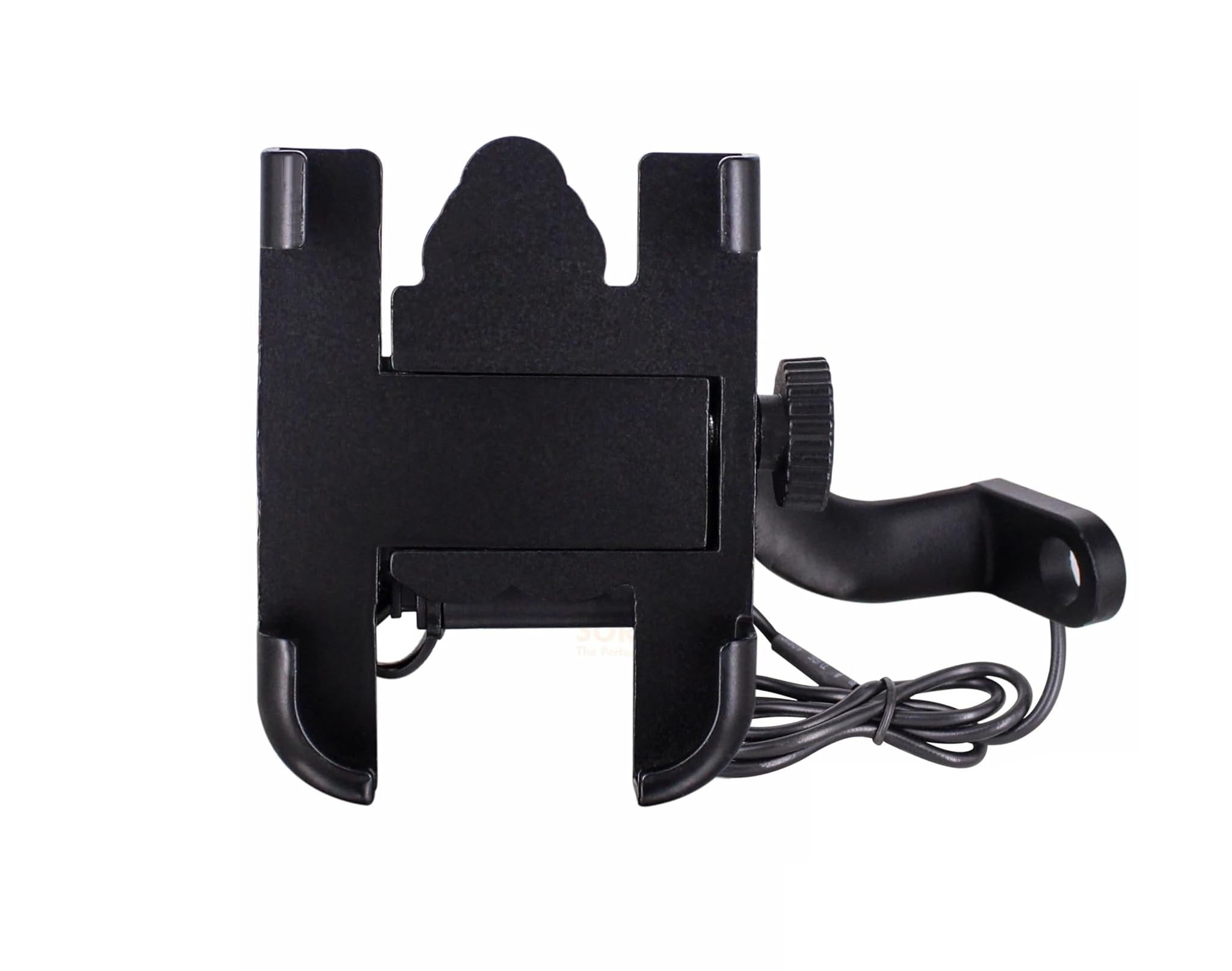 (C2 Metal Mobile Holder with Charger Bike Mount Holder Metal Body 360 Degree Rotating Handlebar Cradle Stand for Bicycle, Motorcycle, Fits All Smartphones Black-image-8