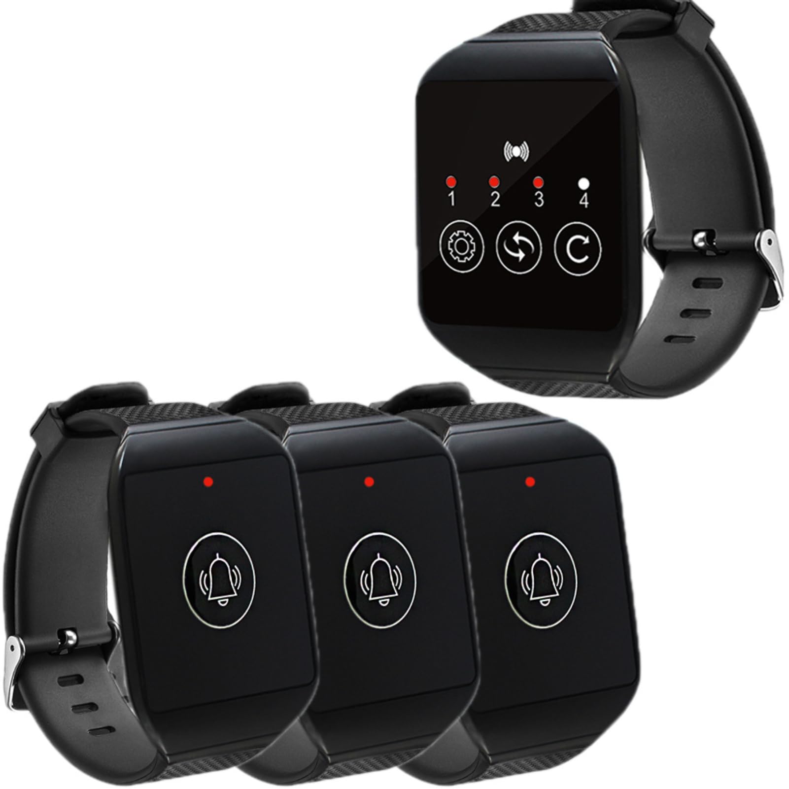 Wrist Pager IPX7 Watch Pager, Multipurpose for Restaurant Paging System, Light Flash, Vibration, Buzzer, 4 Channels, 5 Buttons, Long Standby