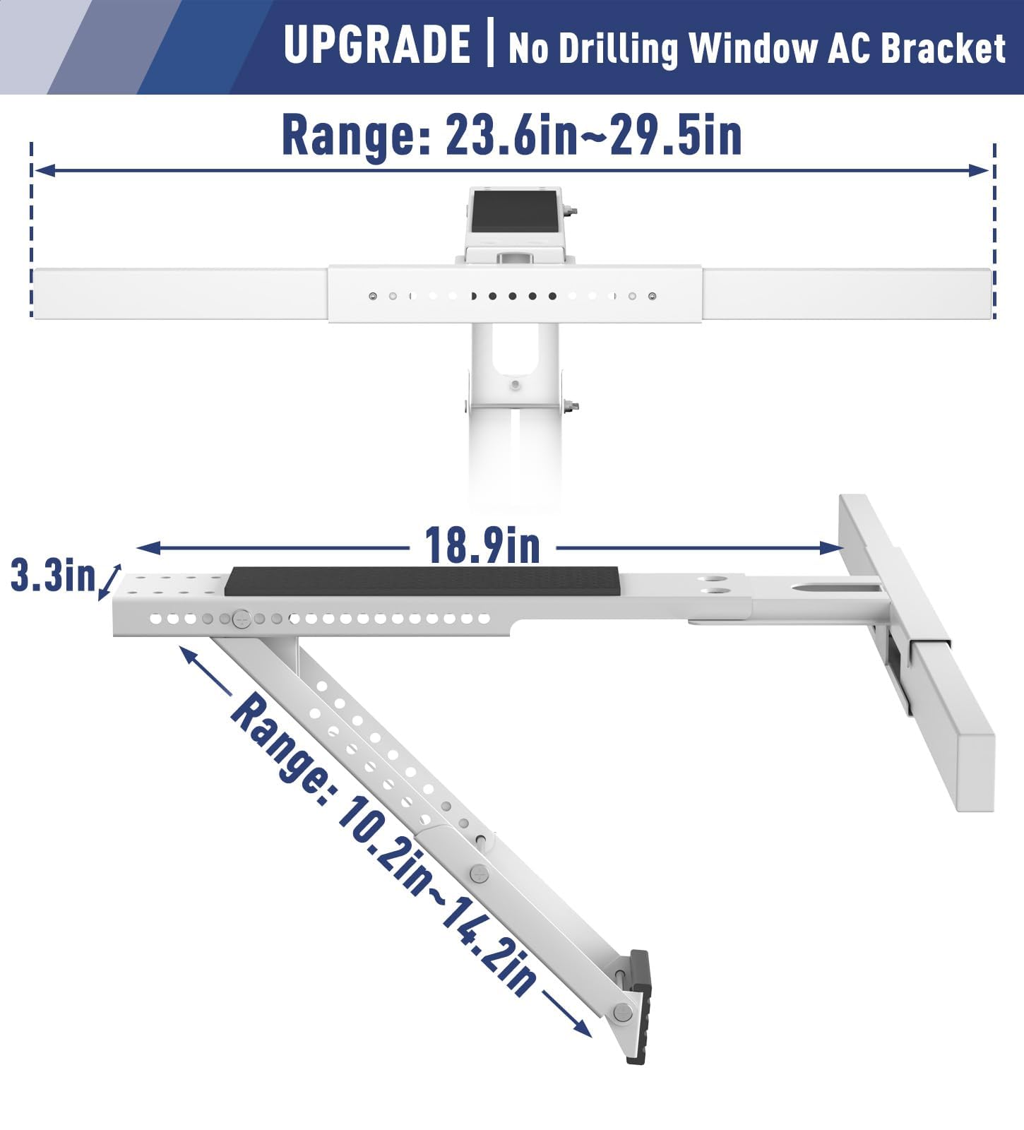LEOPO No Drilling Air Conditioner Support Bracket, HVAC Brackets Fits Single & Double-Hung Windows, Heavy Duty Single Arm Support Window AC Bracket，Holds Up to 150lbs, for 5000-12000 BTU Units — view 3