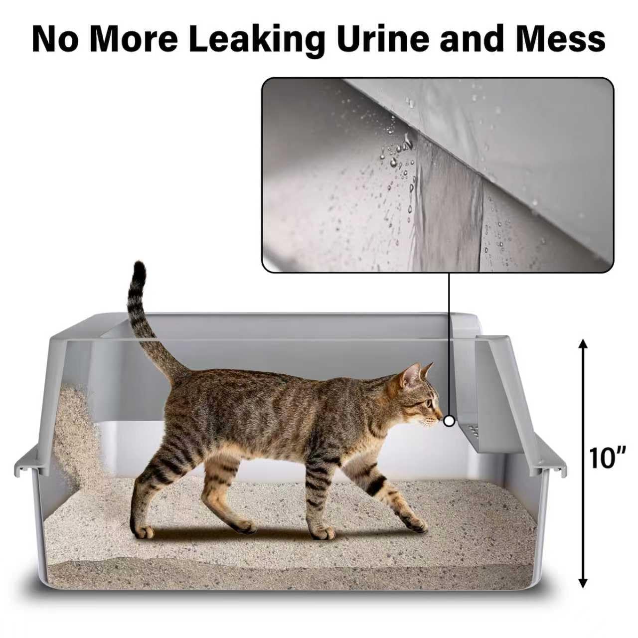 Holintan Stainless Steel Litter Box with Lid, XL Metal Litter Box, Anti-Urine Leakage Cat Litter Boxes Extra Large for Big/Multiple Cats, Never Absorbs Odors, Non-Stick, Includes Scooper and Mat - image 4