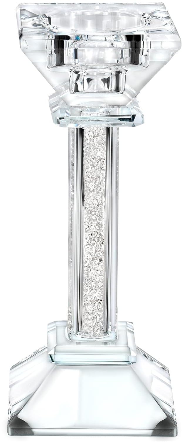 Set di 3 portacandele in cristallo, con gemme trasparenti a pilastro, centrotavola ultra elegante e moderno, decorazione per la casa per caminetto, ideale per eventi speciali, matrimoni, feste di