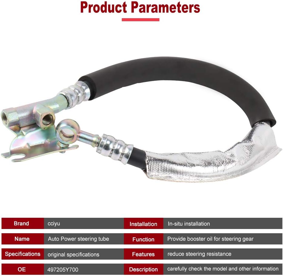 cciyu Power Steering Pressure Hose Assembly 497205Y700 Fits for 2002 2003 2004 for Infiniti I35, 1999 2001 2002 2003 for Nissan Maxima, 2000 2001 for Infiniti I30